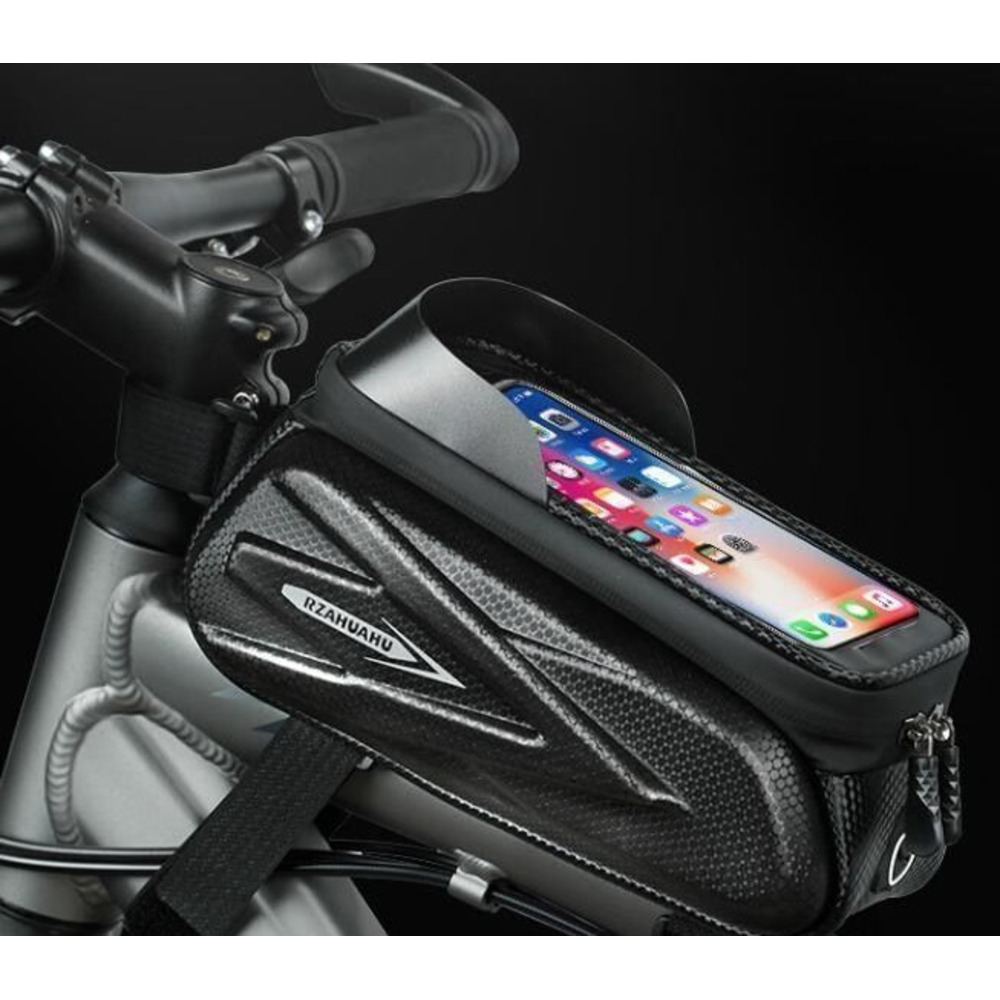 Bolsa rígida frontal para bicicleta, estilo mountain bike e estrada, com suporte para celular, grande capacidade e resistente à água, de dupla face._voghion.com