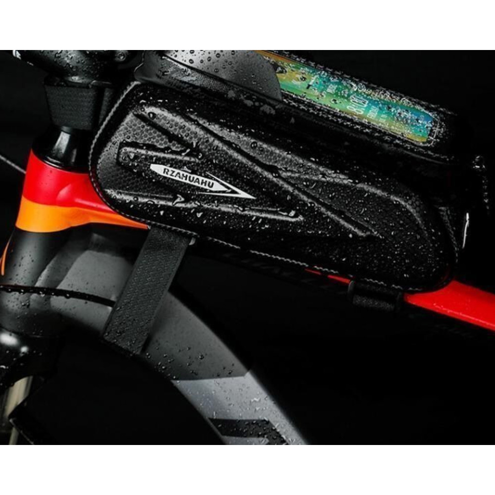Bolsa rígida frontal para bicicleta, estilo mountain bike e estrada, com suporte para celular, grande capacidade e resistente à água, de dupla face._voghion.com