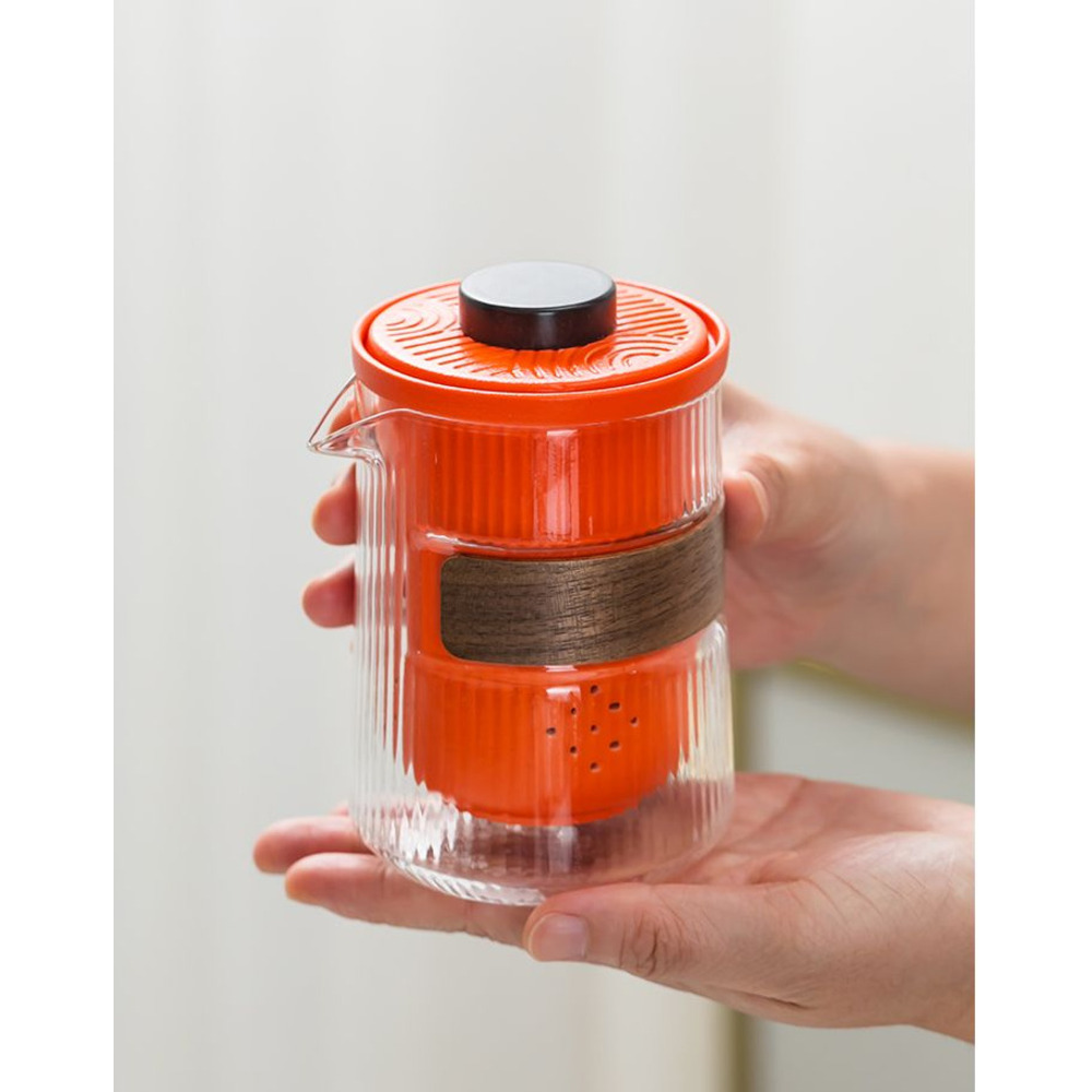 Ceramic Travel Tea Set With Glass Quick Cup For Camping And Home_voghion.com