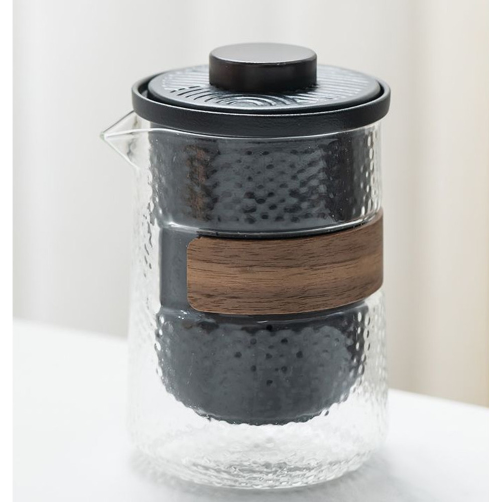 Ceramic Travel Tea Set With Glass Quick Cup For Camping And Home_voghion.com