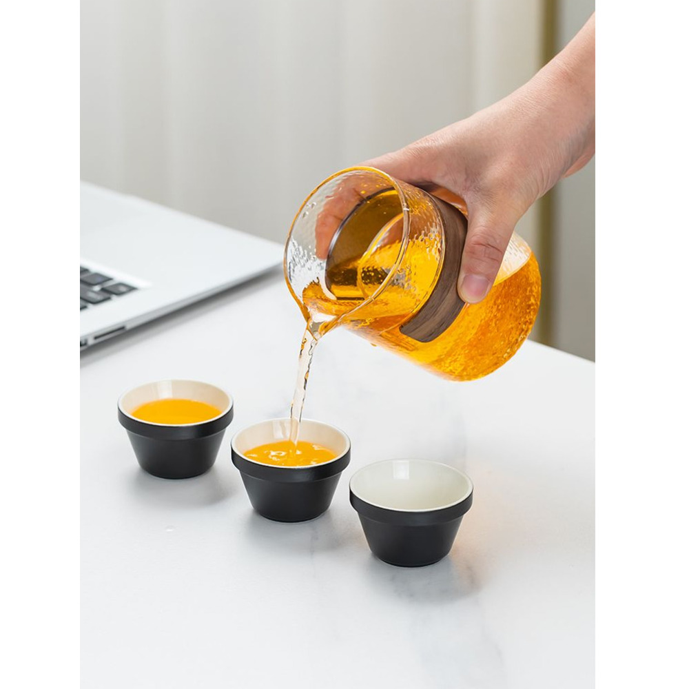 Ceramic Travel Tea Set With Glass Quick Cup For Camping And Home_voghion.com