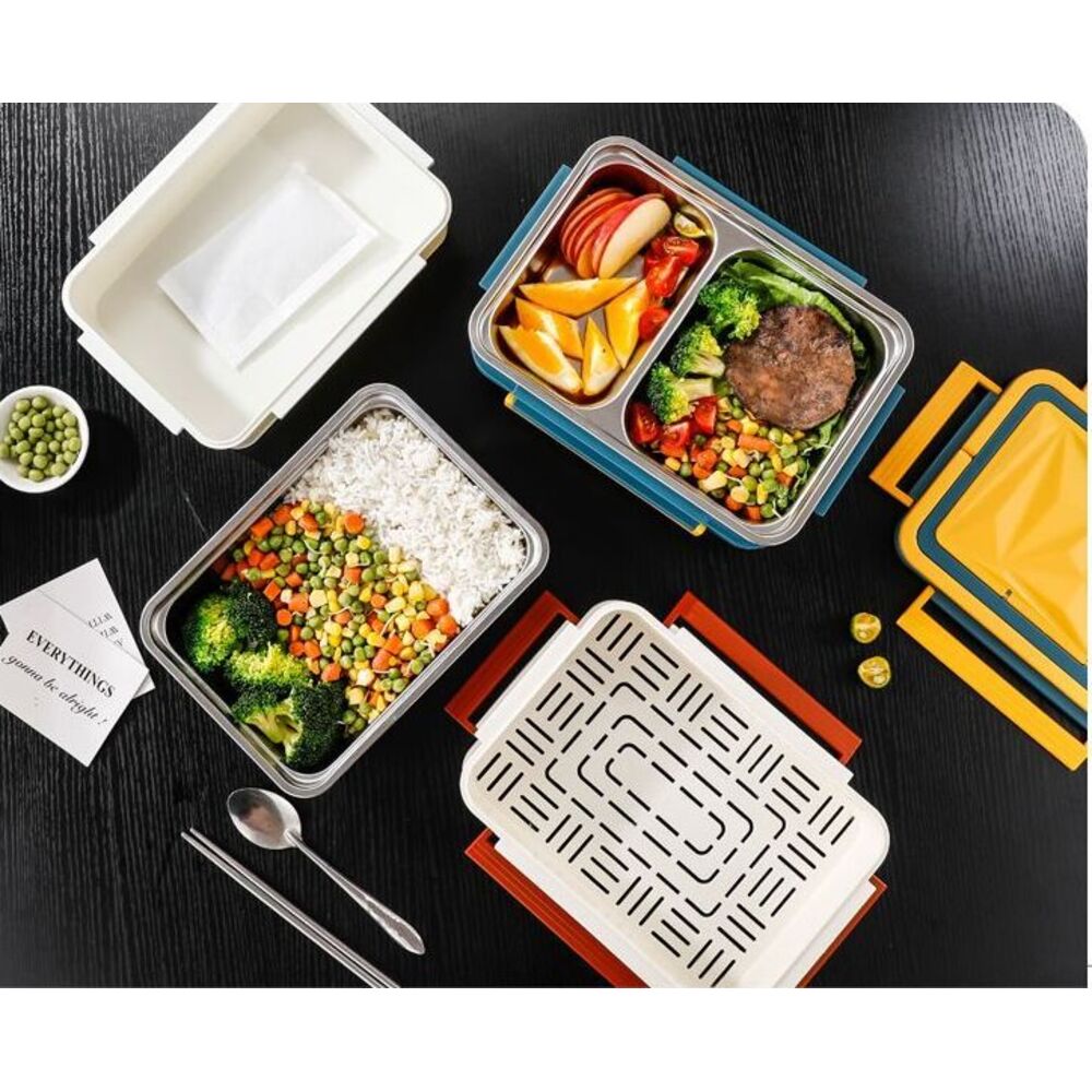 Self-heating No Electricity Or Fire Needed, Compartmented Food Device, Pack Lunch Box, Large-capacity Heating Box_voghion.com