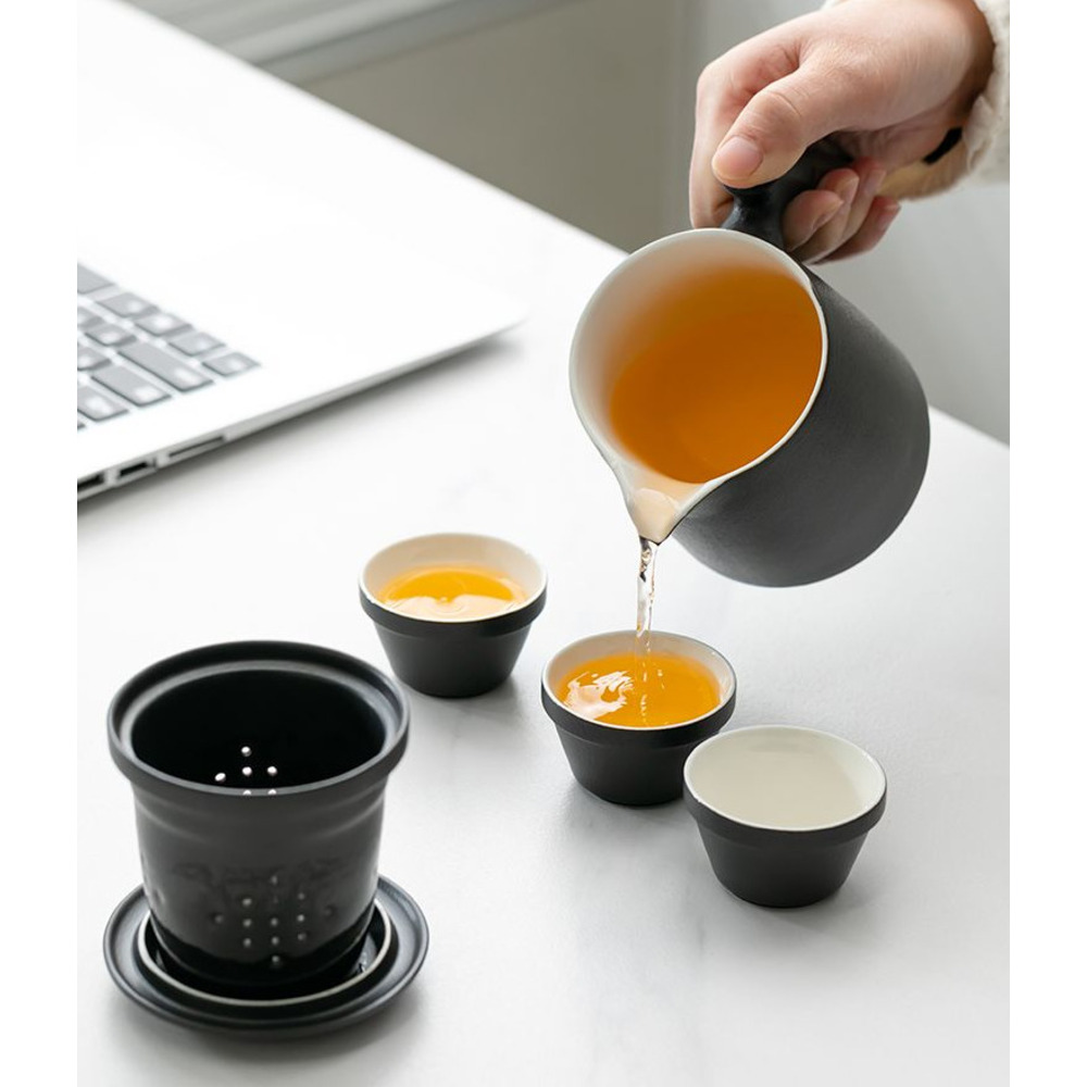 Portable Tea Set For Outdoors Ceramic Travel Teapot And Cup Kit_voghion.com