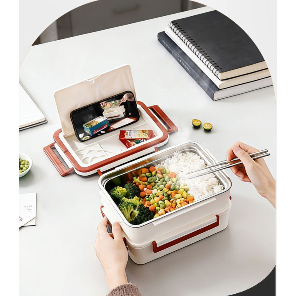 Self-heating No Electricity Or Fire Needed, Compartmented Food Device, Pack Lunch Box, Large-capacity Heating Box_voghion.com