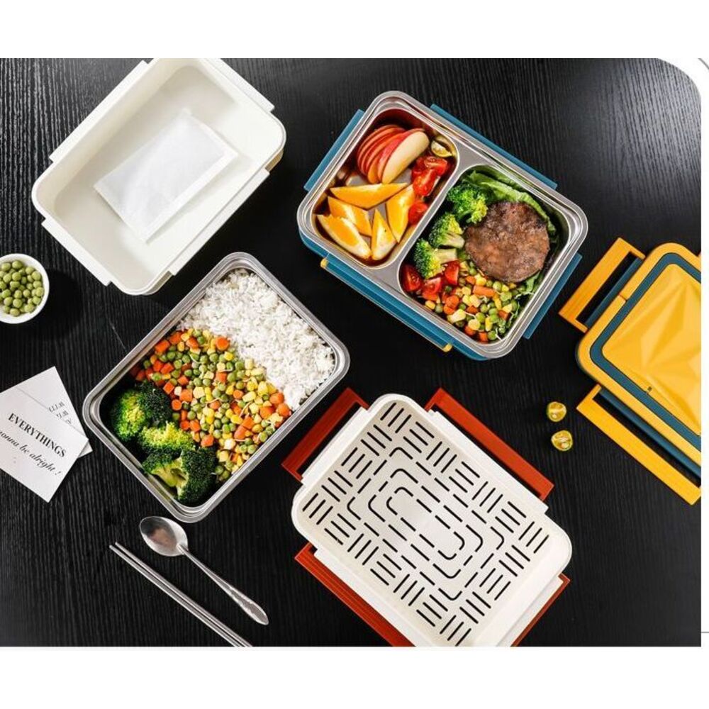 Self-heating No Electricity Or Fire Needed, Compartmented Food Device, Pack Lunch Box, Large-capacity Heating Box_voghion.com