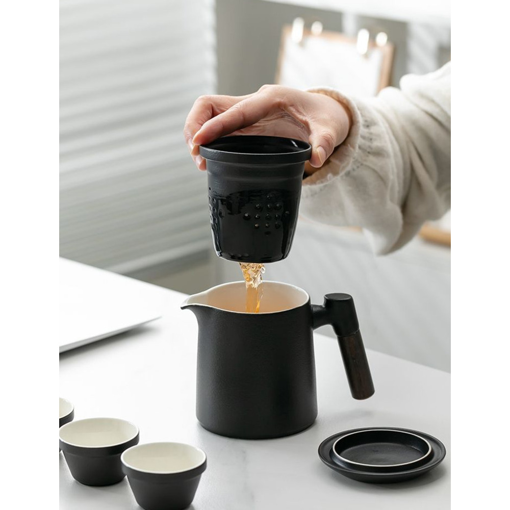 Portable Tea Set For Outdoors Ceramic Travel Teapot And Cup Kit_voghion.com