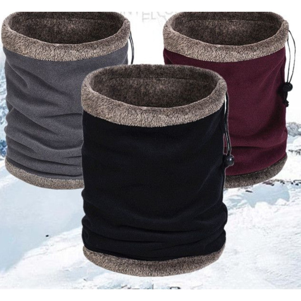 Fleecegevoerde sjaal voor heren en dames, koudebestendige sjaal, beschermer, verdikt en warm, trui om de nek warm te houden tijdens het fietsen, winddichte nekwarmer_voghion.com