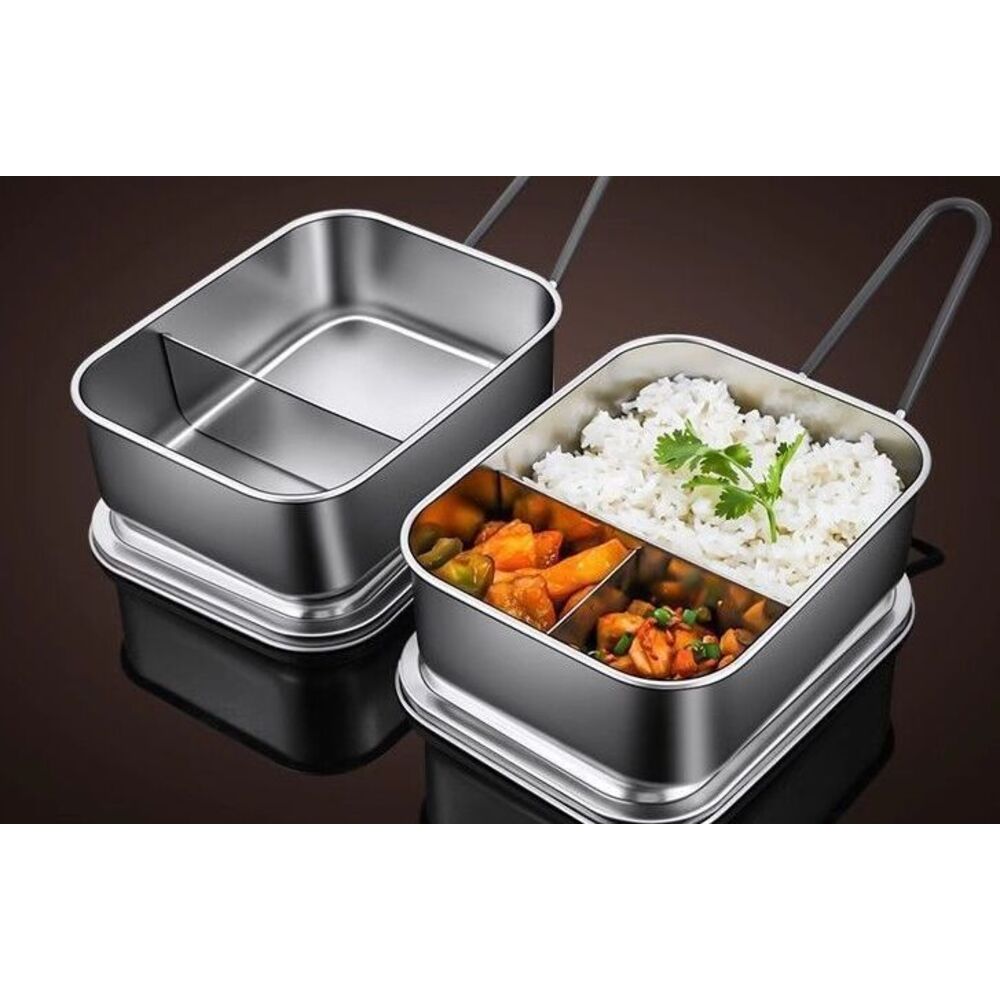 304 Eco-friendly Stainless Steel Thickened Box, Food-grade Rectangular Student Lunch Box With Lid, Suitable For_voghion.com