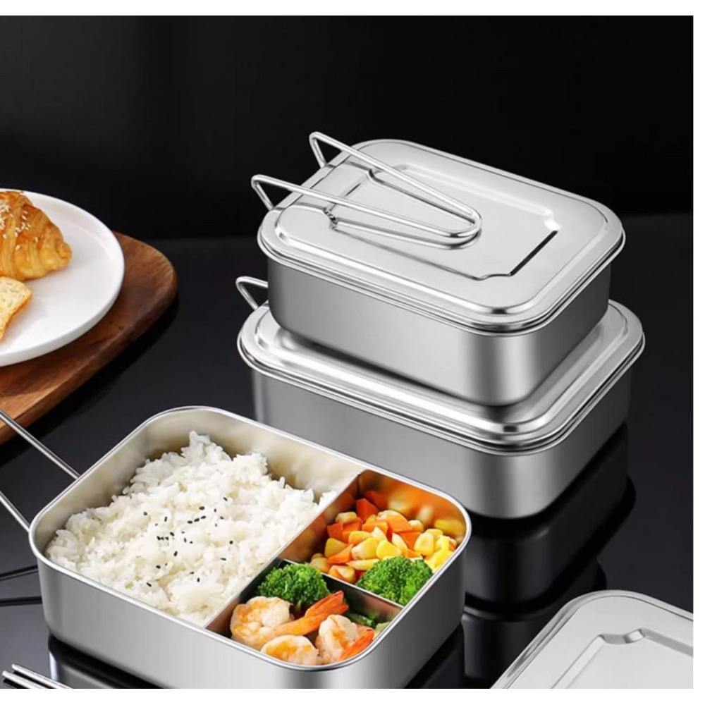 304 Eco-friendly Stainless Steel Thickened Box, Food-grade Rectangular Student Lunch Box With Lid, Suitable For_voghion.com