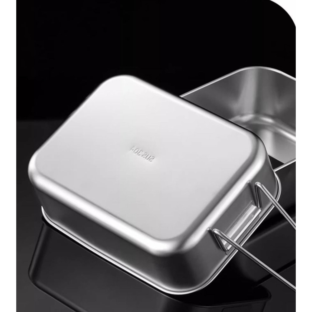 304 Eco-friendly Stainless Steel Thickened Box, Food-grade Rectangular Student Lunch Box With Lid, Suitable For_voghion.com
