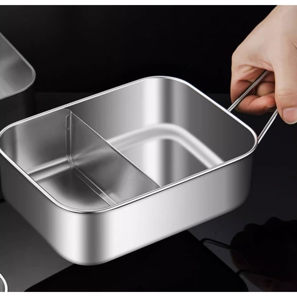 304 Eco-friendly Stainless Steel Thickened Box, Food-grade Rectangular Student Lunch Box With Lid, Suitable For_voghion.com