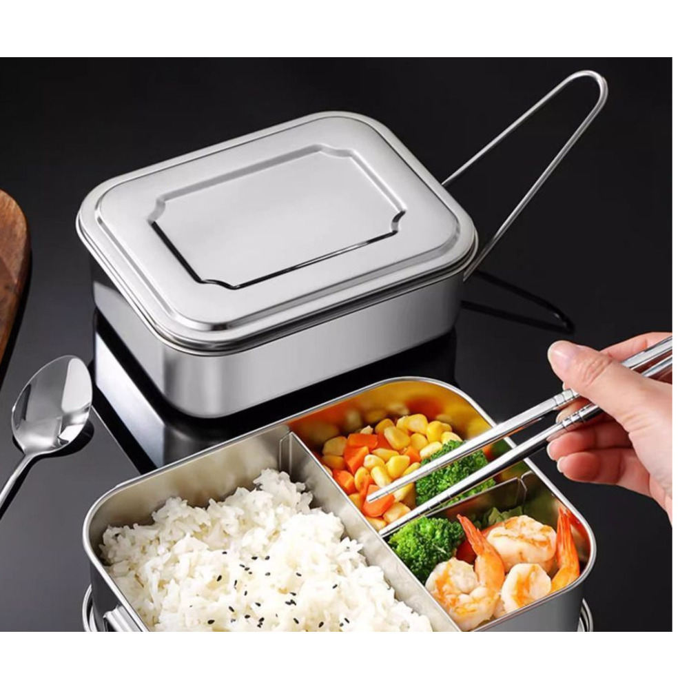 304 Eco-friendly Stainless Steel Thickened Box, Food-grade Rectangular Student Lunch Box With Lid, Suitable For_voghion.com