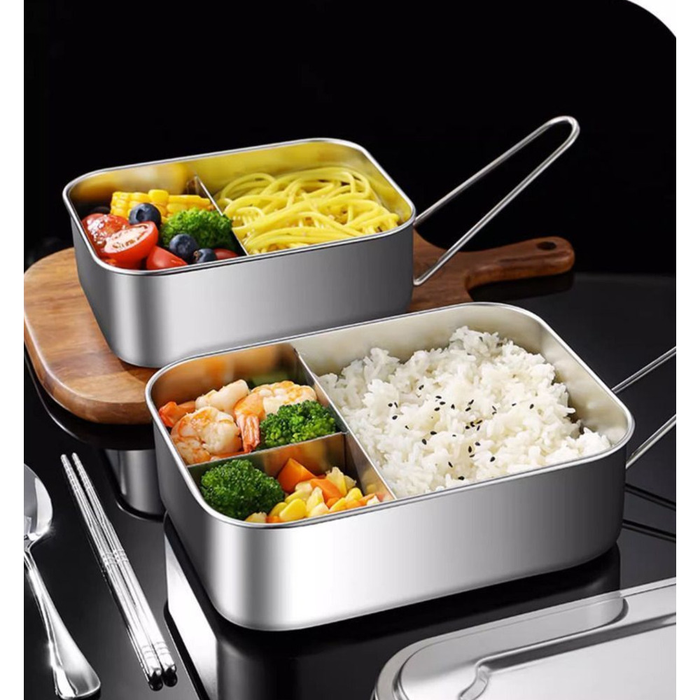 304 Eco-friendly Stainless Steel Thickened Box, Food-grade Rectangular Student Lunch Box With Lid, Suitable For_voghion.com
