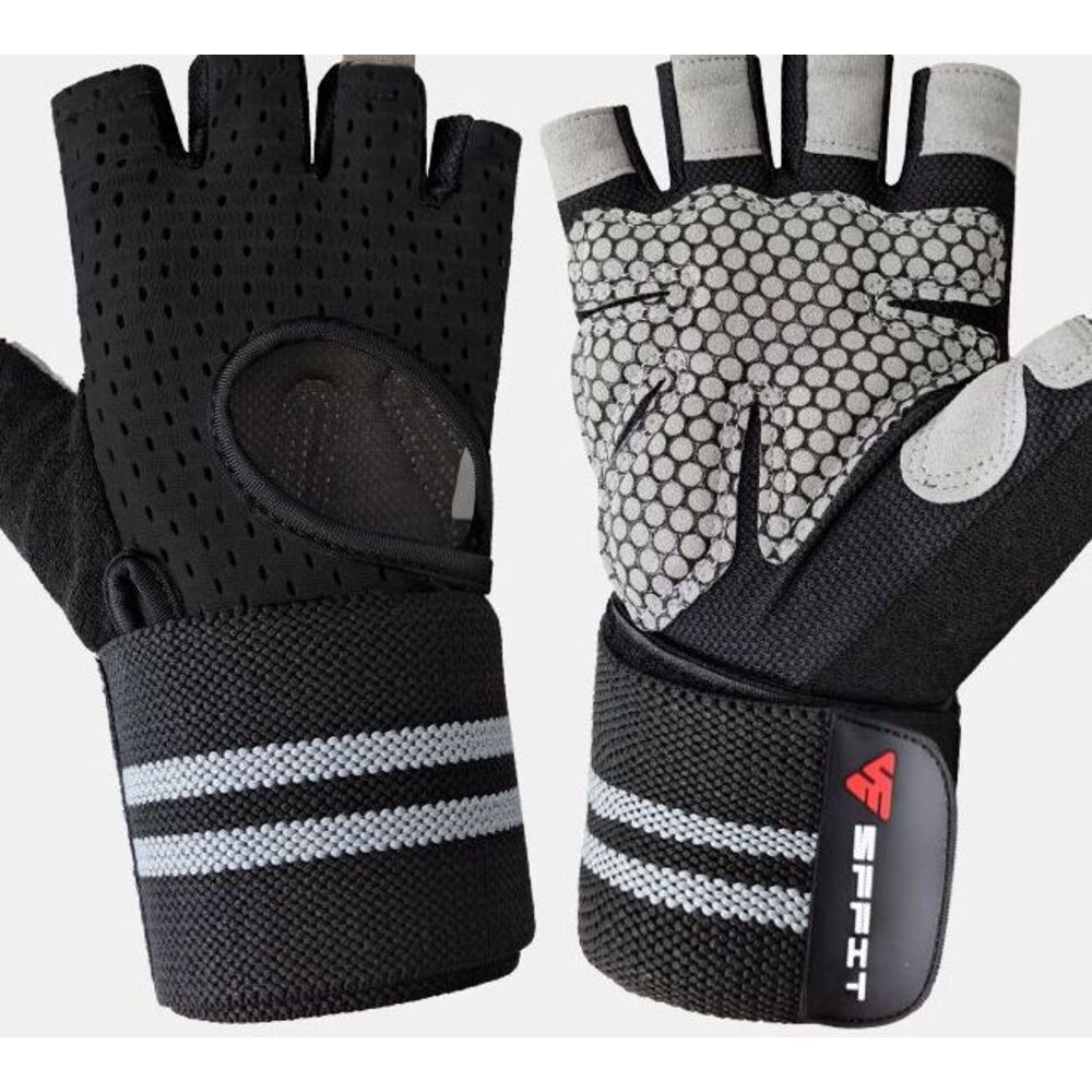 Fitnesshandschuhe für Damen und Herren, rutschfest, atmungsaktiv, offene Handrückenpartie, für Klimmzugstangenübungen, mit integrierter Handgelenkstütze_voghion.com