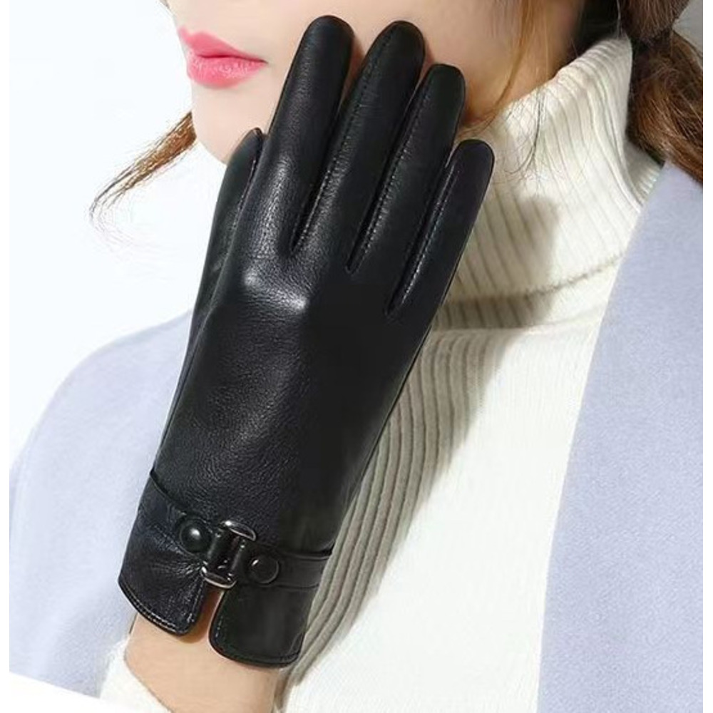 Dameshandschoenen van zacht leer met touchscreen, warm, waterdicht en winddicht, geschikt voor het besturen van elektrische voertuigen, winterskiën en andere wintersporters._voghion.com