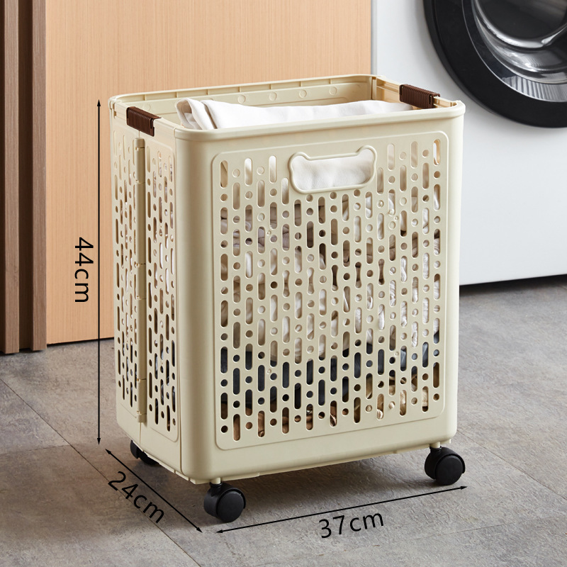 Laundry Foldable Bin Hamper Home Bathroom Dirty Clothes Storage Basket With Wheels Extra Large_voghion.com