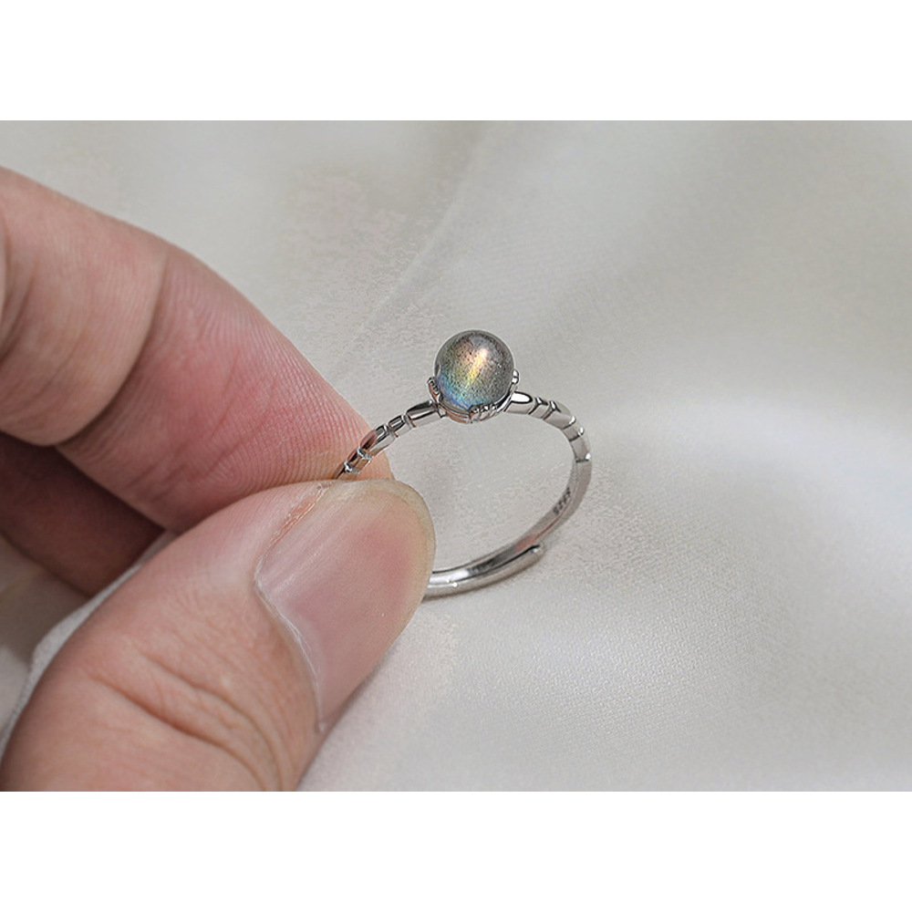 Mondsteinring aus 925er Sterlingsilber für Damen, schlichtes Design, Zeigefinger, leichter Luxusring, modisch_voghion.com