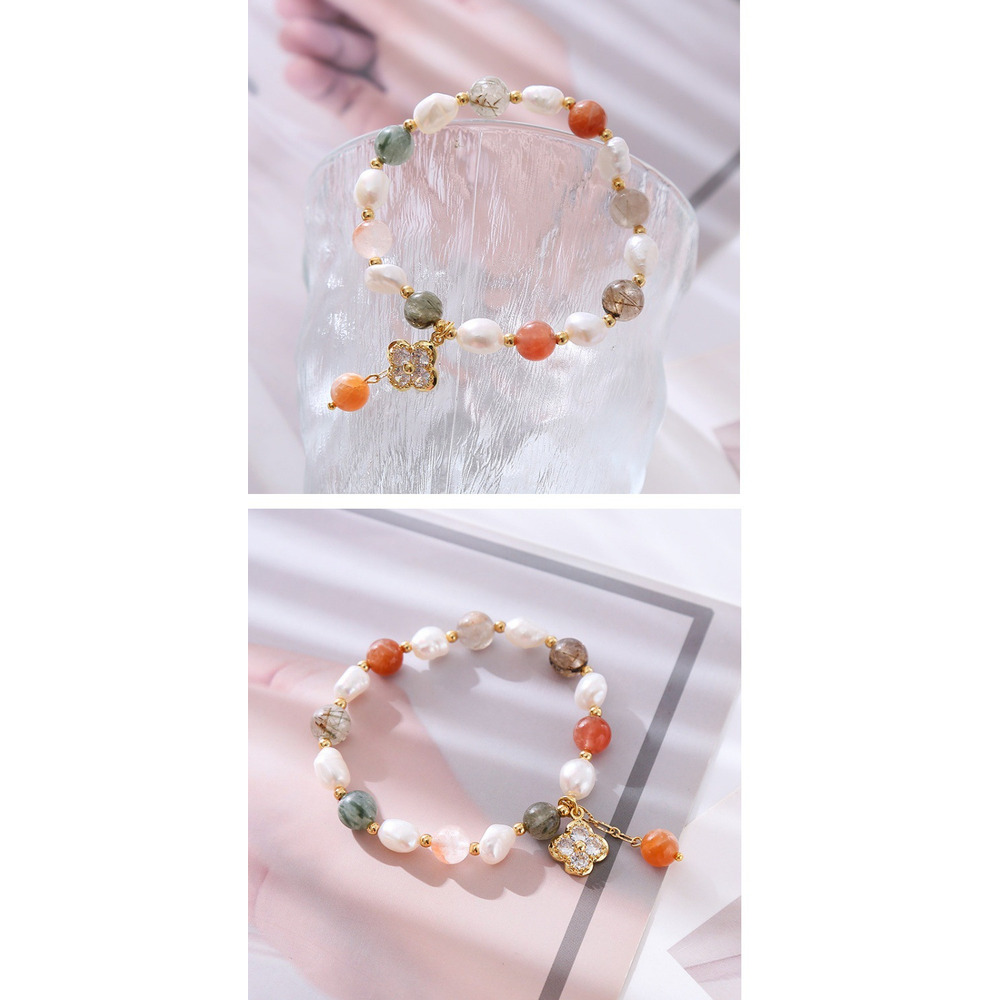 Vierblättriges Kleeblatt Armband Mit Perlen Kristall Personalisierte_voghion.com