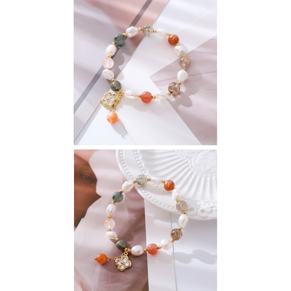 Vierblättriges Kleeblatt Armband Mit Perlen Kristall Personalisierte_voghion.com