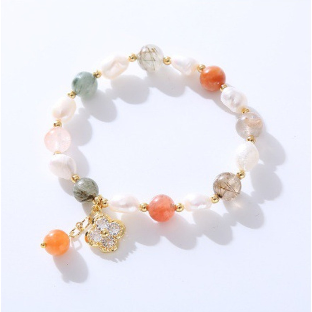Vierblättriges Kleeblatt Armband Mit Perlen Kristall Personalisierte_voghion.com