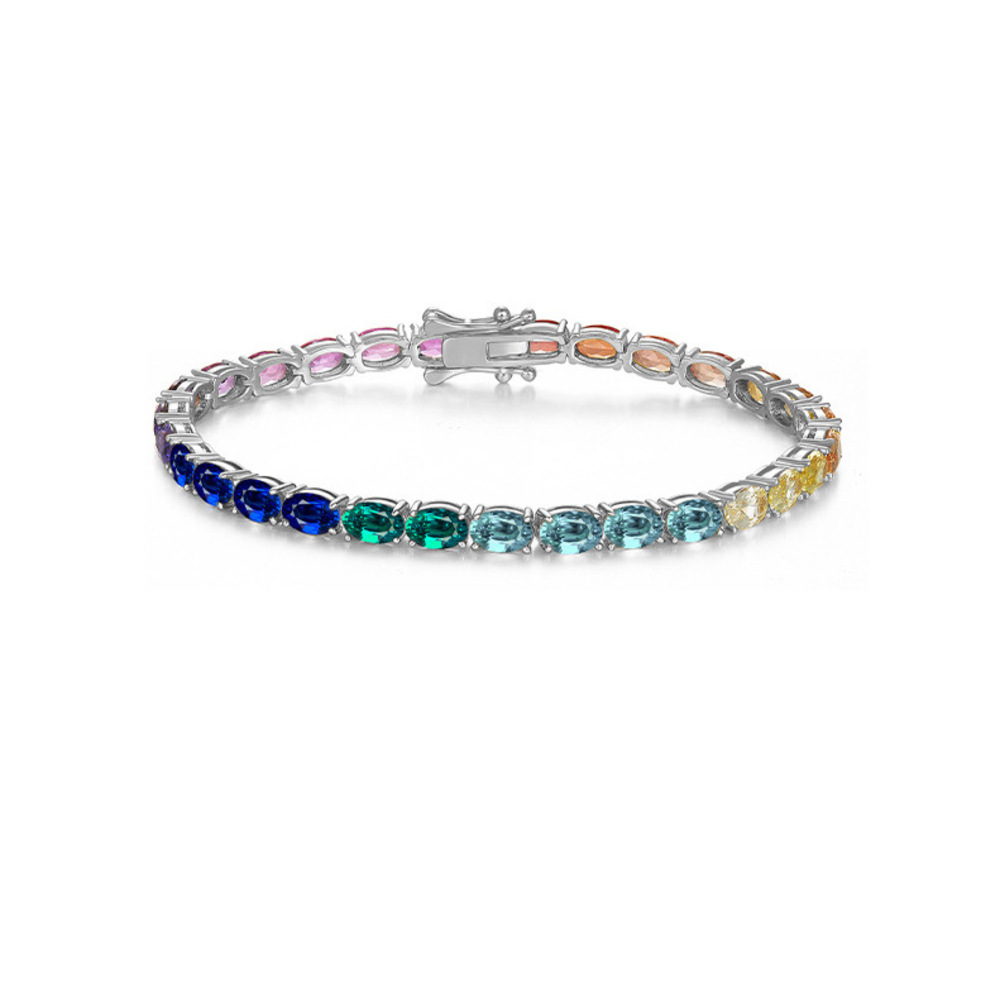 s925 Sterling Silver Cultivated Pink Sapphire Cross-border Bestseller European And American Niche Bracelet Versatile New_voghion.com
