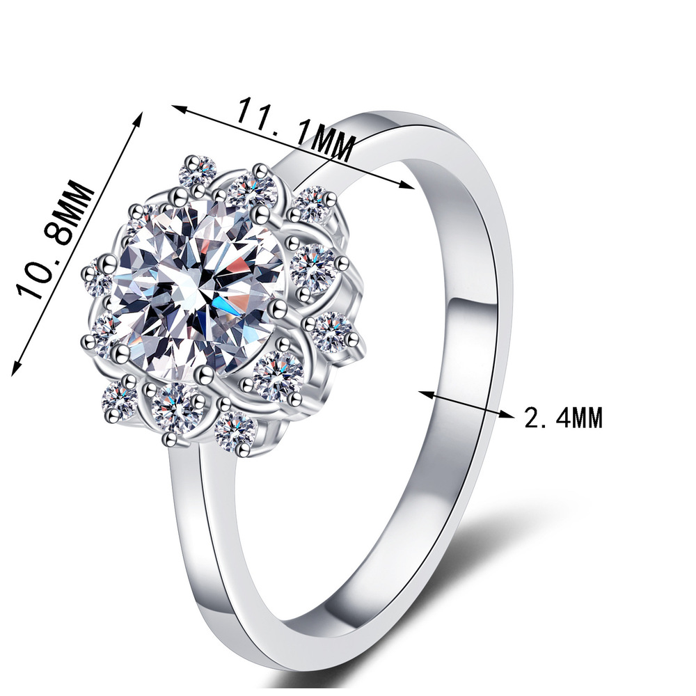 Anillo Xindeyi S925 de plata de ley con moissanita y diseño de girasol clásico de seis puntas para mujer. Joyería elegante de alta gama._voghion.com