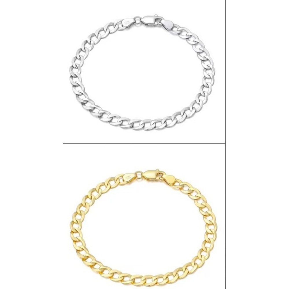 S925 Sterling Silver Cuban Chain Bracelet For Women Basic Style_voghion.com