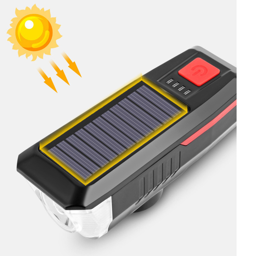 Solar Rechargeable Horn Front Bicycle Night Strong Equipment Riding Tail Light_voghion.com