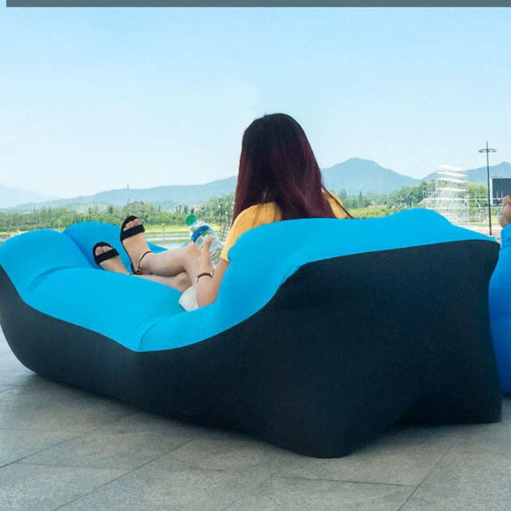 Outdoor Inflatable Sofa Lazy Bed Single Music Festival Portable Camping Air Mattress With Pillow_voghion.com