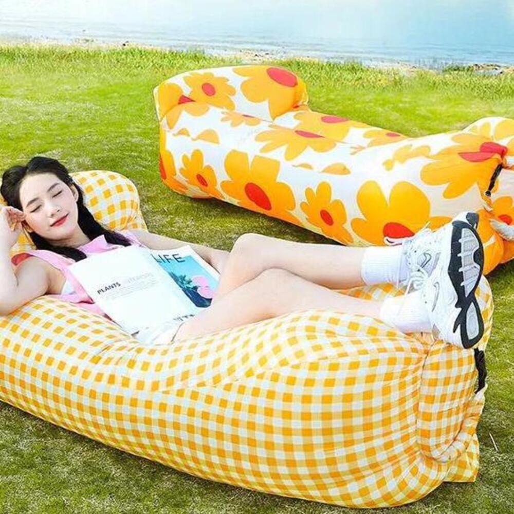 Outdoor Inflatable Sofa Lazy Bed Single Music Festival Portable Camping Air Mattress With Pillow_voghion.com