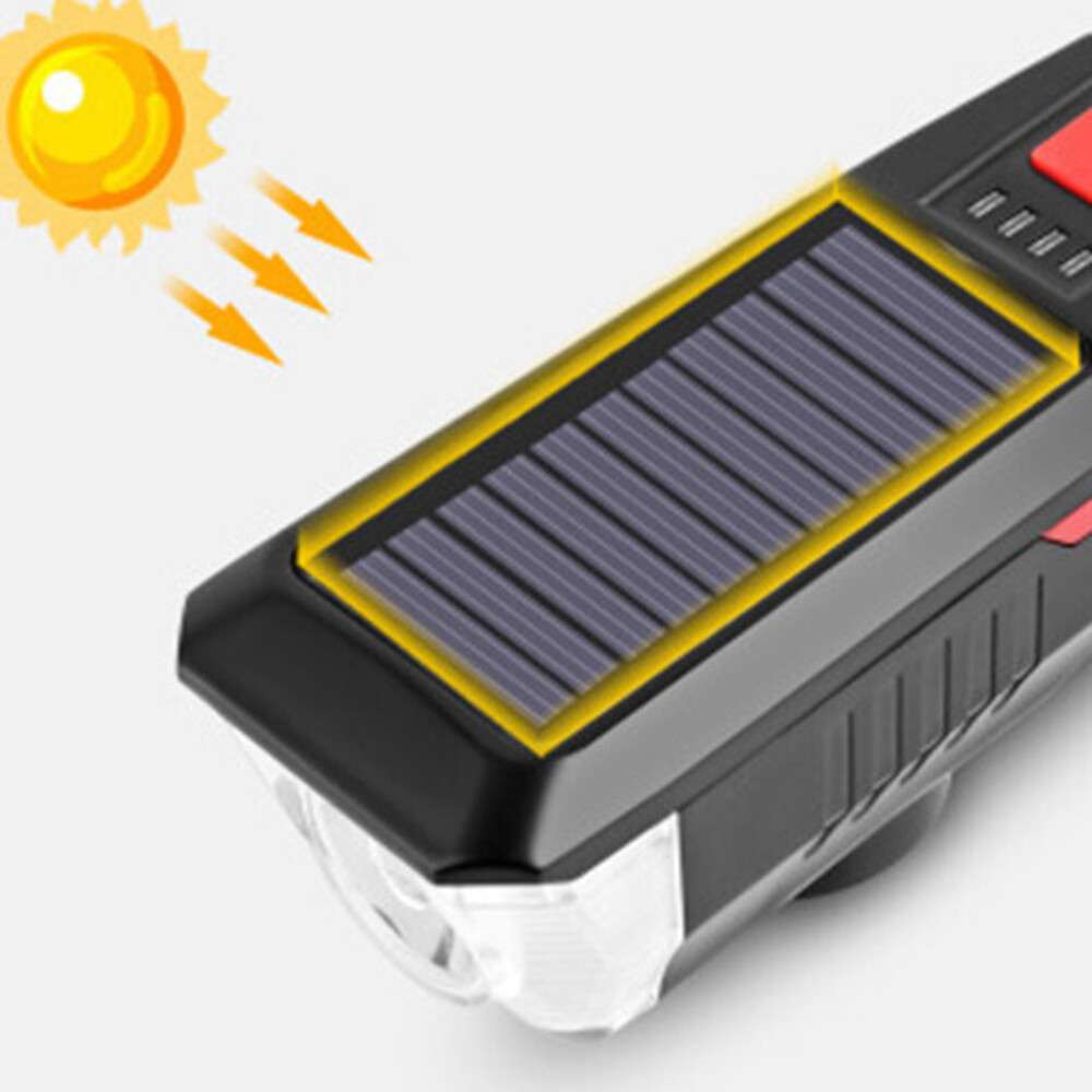Solar Rechargeable Horn Front Bicycle Night Strong Equipment Riding Tail Light_voghion.com