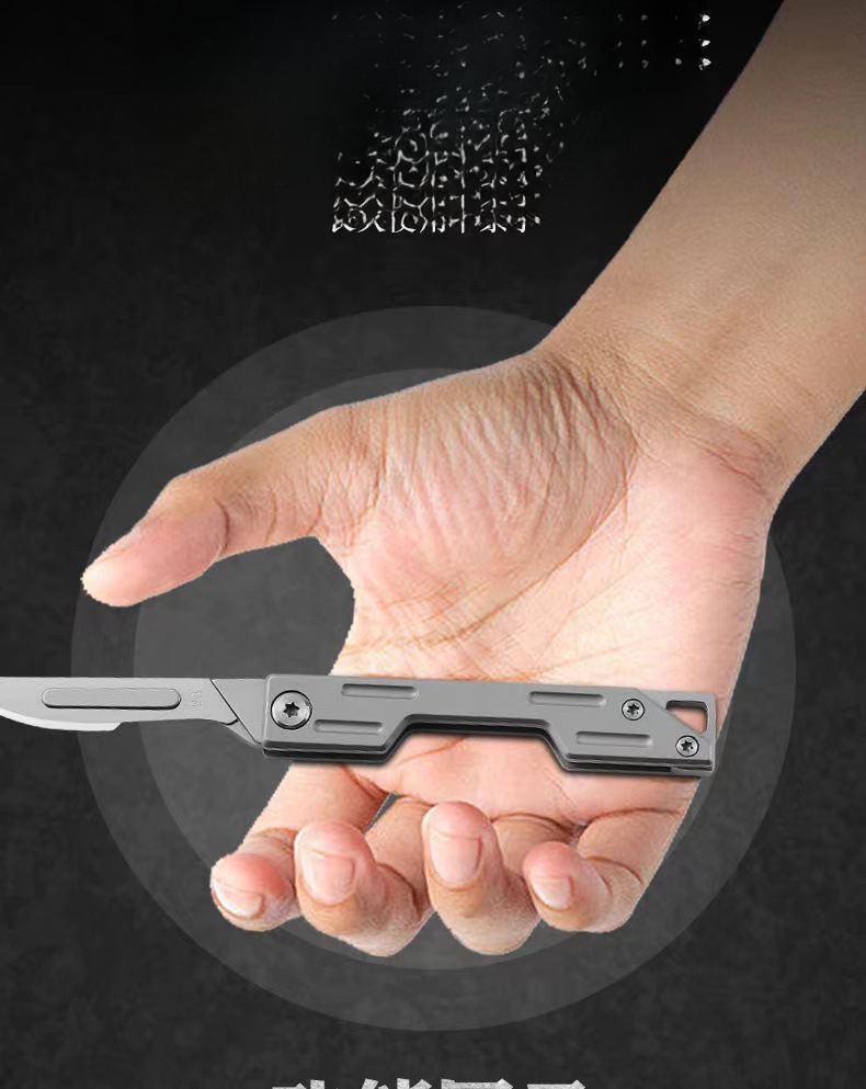 Folding Mini Utility Knife All-steel Detachable Keychain Tool_voghion.com