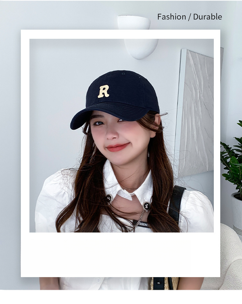 Letter For Men Korean Style Versatile Curved Brim Cotton Soft Top Sun Hat Fashion Sports Simple Women's Baseball Cap_desvips.com