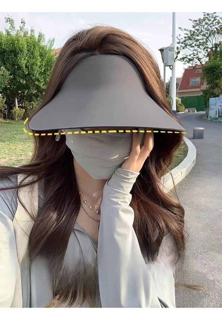 Protection Hat For Women, Face-Shielding, UV Protection, Open-Top Spring And Summer, Wide Brim, Sun Hat, Cycling,_desvips.com