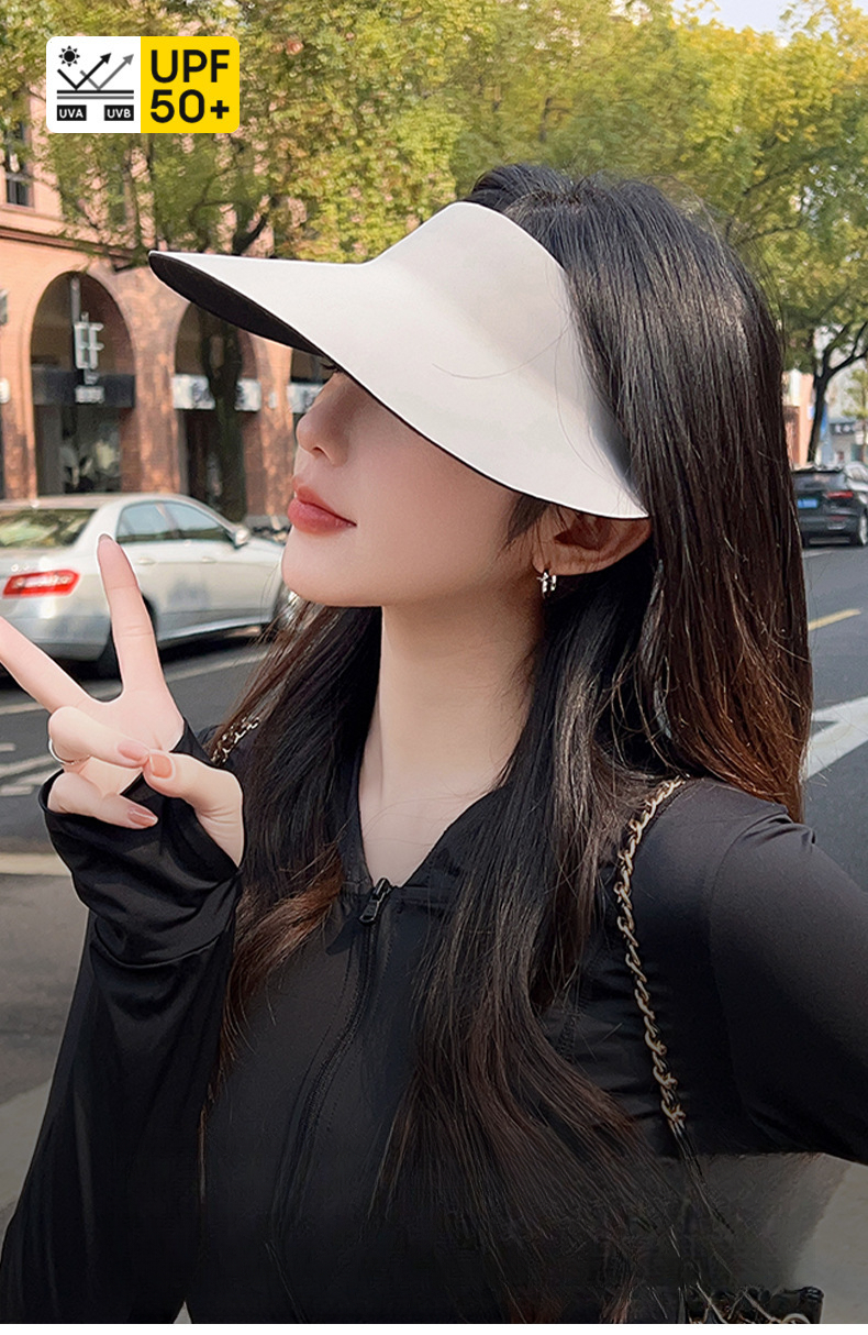 Protection Hat For Women, Face-Shielding, UV Protection, Open-Top Spring And Summer, Wide Brim, Sun Hat, Cycling,_desvips.com