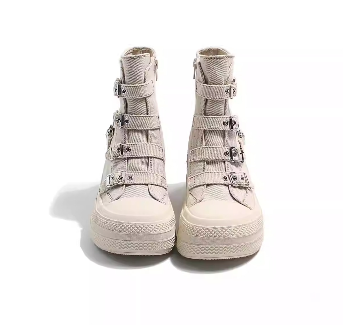 2026 Spring And Autumn New Thick-Soled Height-Increasing Short Canvas Boots French Style Casual Breathable Buckle_vogvips.com