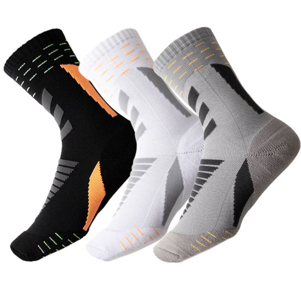 Three Pairs Professional Marathon Sports Socks For Men And Women, Thickened, Odor-Resistant, Elite Basketball Boat_voghion.com
