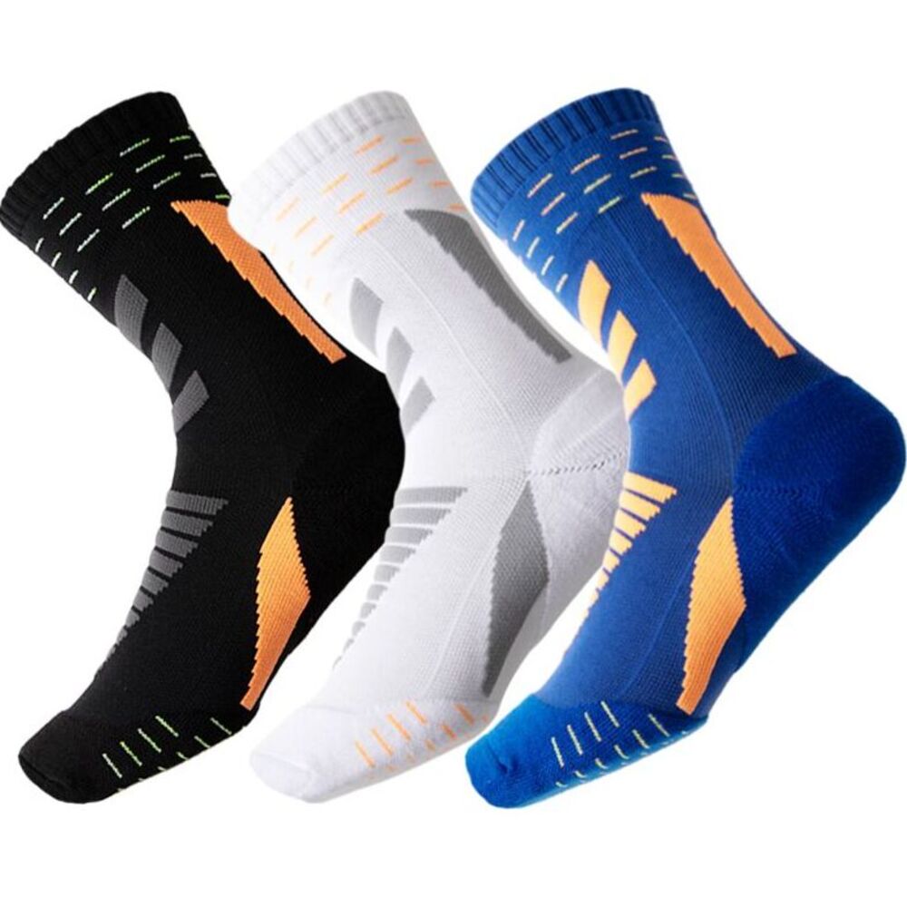 Three Pairs Professional Marathon Sports Socks For Men And Women, Thickened, Odor-Resistant, Elite Basketball Boat_voghion.com