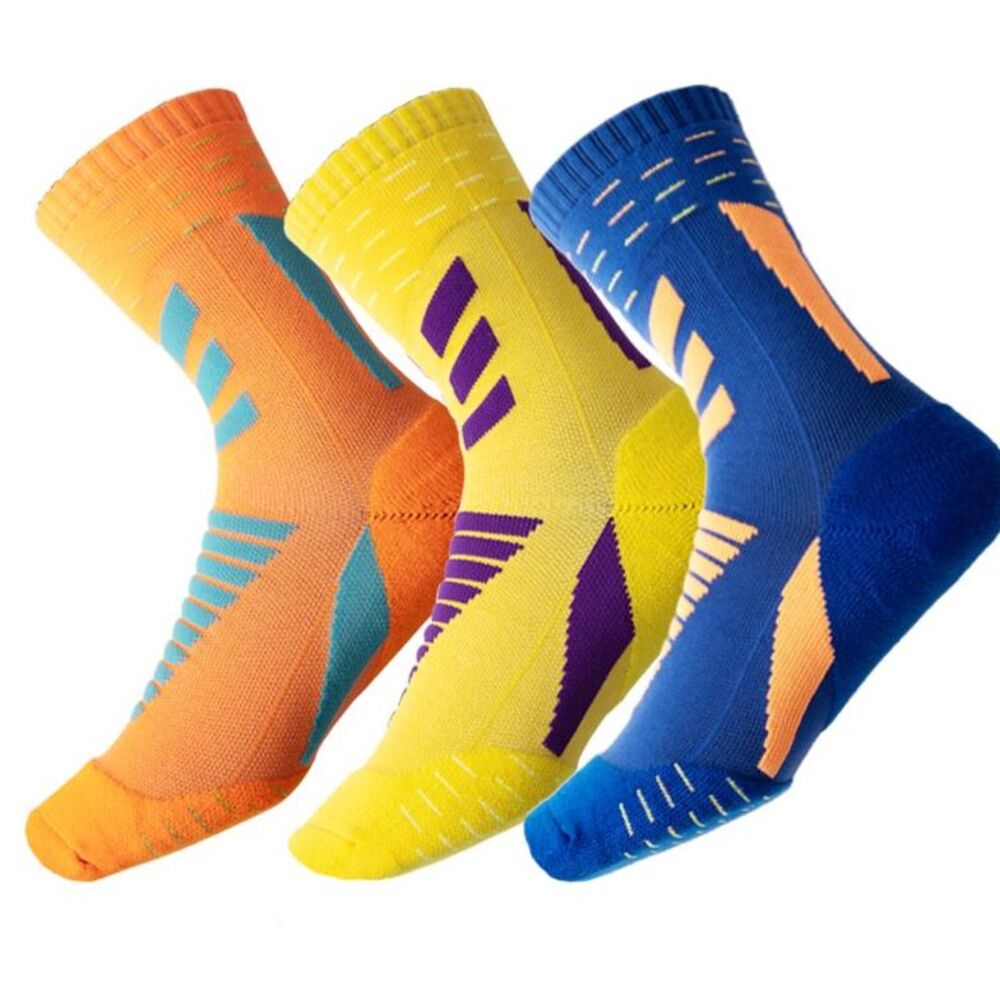 Three Pairs Professional Marathon Sports Socks For Men And Women, Thickened, Odor-Resistant, Elite Basketball Boat_voghion.com