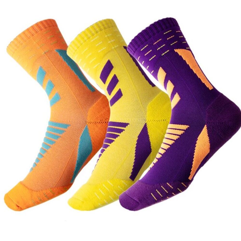 Three Pairs Professional Marathon Sports Socks For Men And Women, Thickened, Odor-Resistant, Elite Basketball Boat_voghion.com