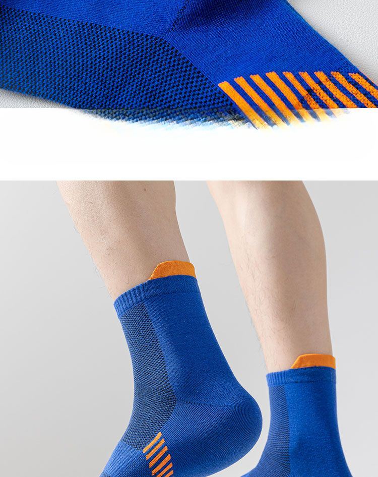Pure Running Socks, Summer Thin Men's Mid-length 100% Cotton Anti-odor Sweat-absorbing Sports Long Socks_voghion.com