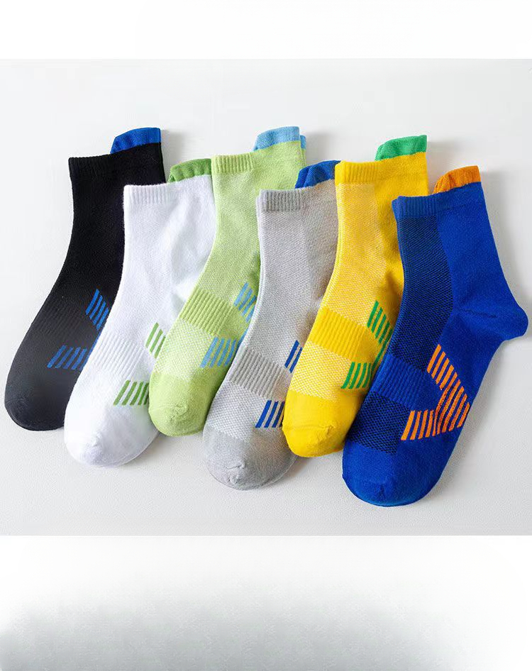 Pure Running Socks, Summer Thin Men's Mid-length 100% Cotton Anti-odor Sweat-absorbing Sports Long Socks_voghion.com
