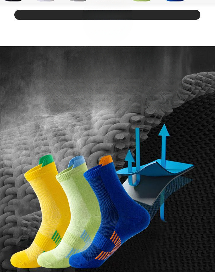 Pure Running Socks, Summer Thin Men's Mid-length 100% Cotton Anti-odor Sweat-absorbing Sports Long Socks_voghion.com
