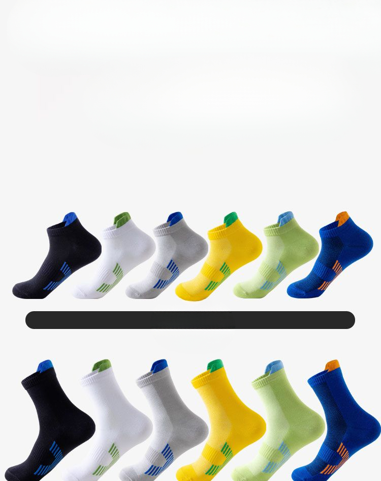 Pure Running Socks, Summer Thin Men's Mid-length 100% Cotton Anti-odor Sweat-absorbing Sports Long Socks_voghion.com