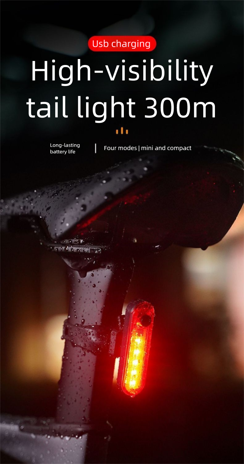 Bicycle Heart-shaped Tail Light Led Rechargeable Safety Warning Lamp_voghion.com