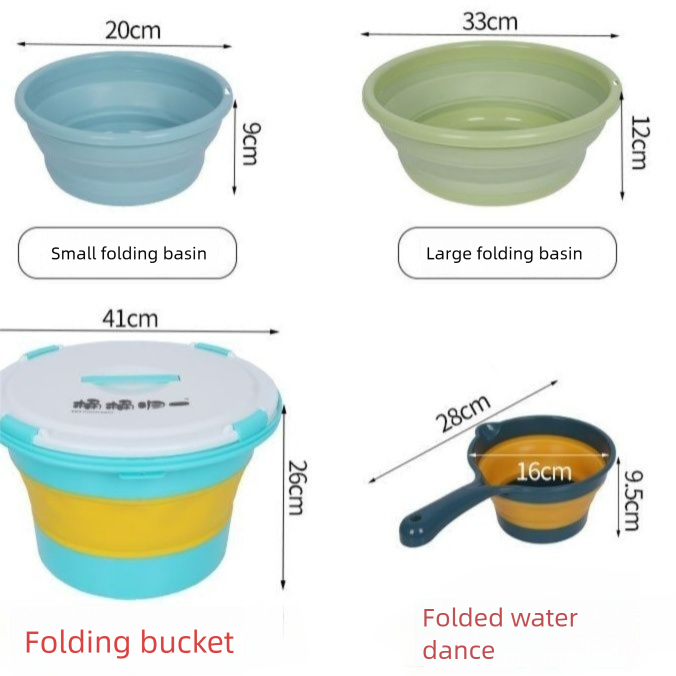 Secchio pieghevole per esterni, lavabo portatile, pieghevole con coperchio, set secchio per l'acqua_voghion.com