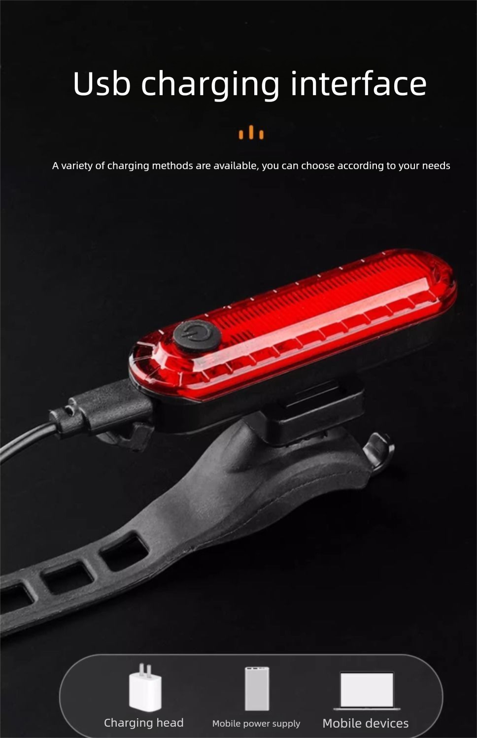 Bicycle Heart-shaped Tail Light Led Rechargeable Safety Warning Lamp_voghion.com