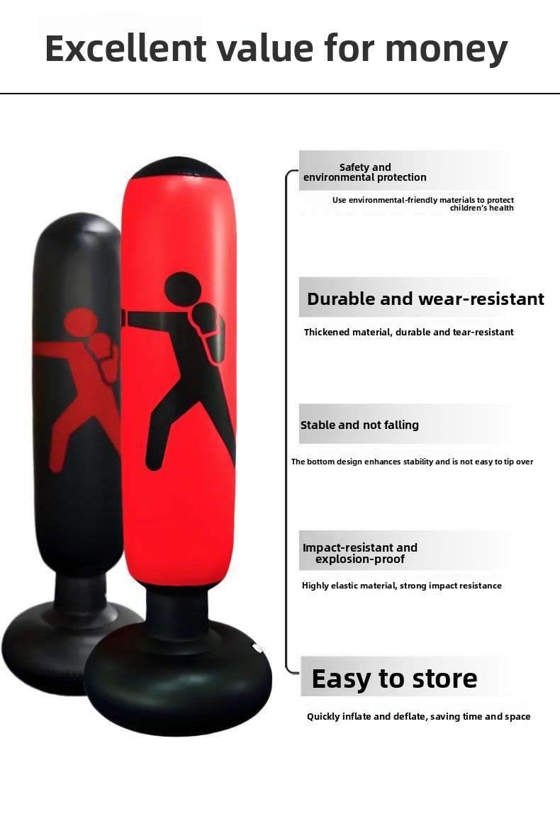 Inflatable Kids Punching Bag Free Standing Boxing Training Toy_voghion.com