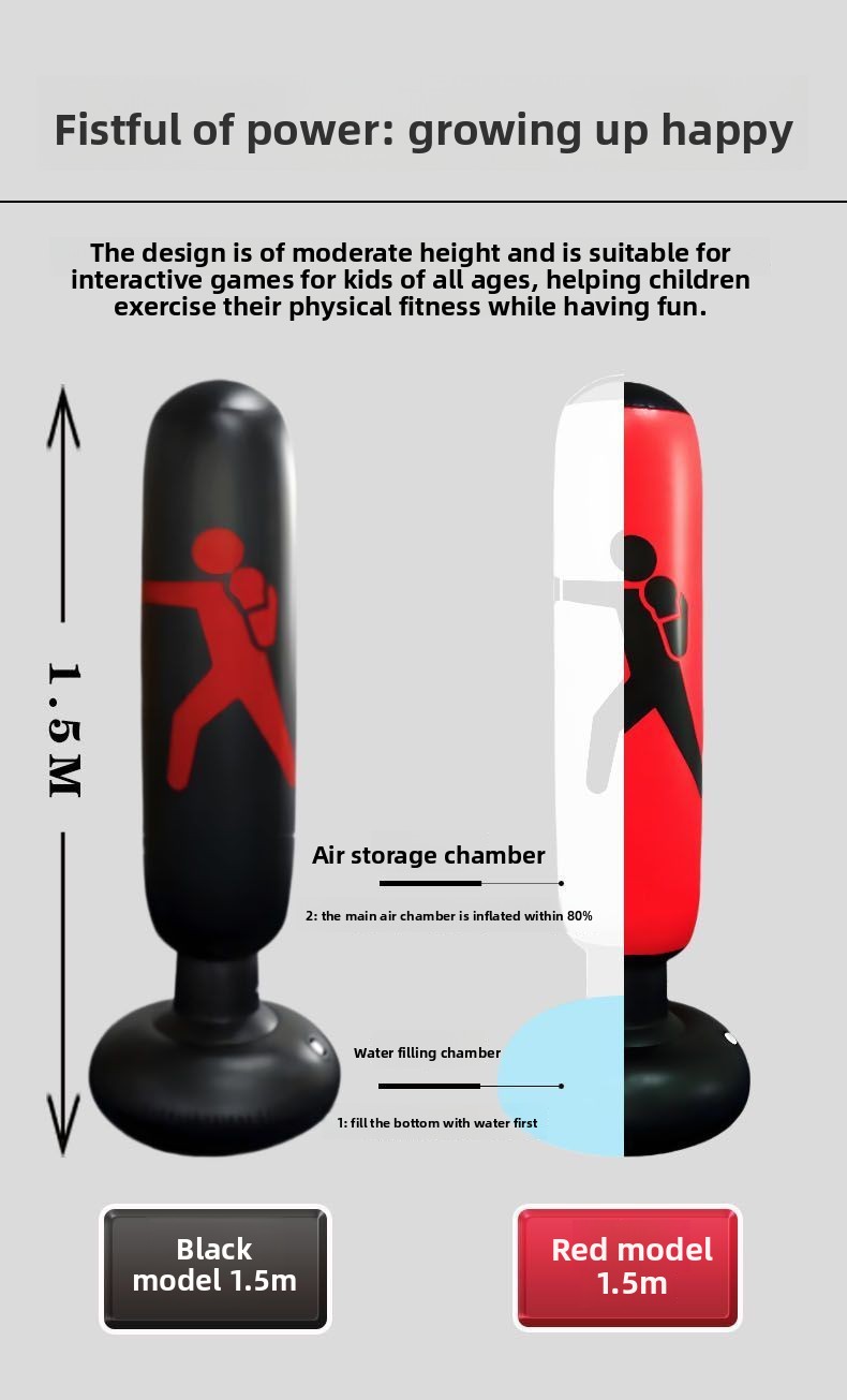 Inflatable Kids Punching Bag Free Standing Boxing Training Toy_voghion.com