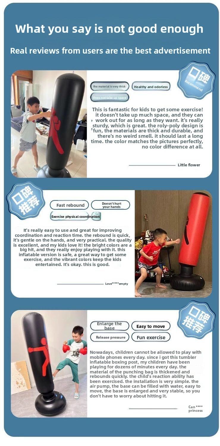 Inflatable Kids Punching Bag Free Standing Boxing Training Toy_voghion.com